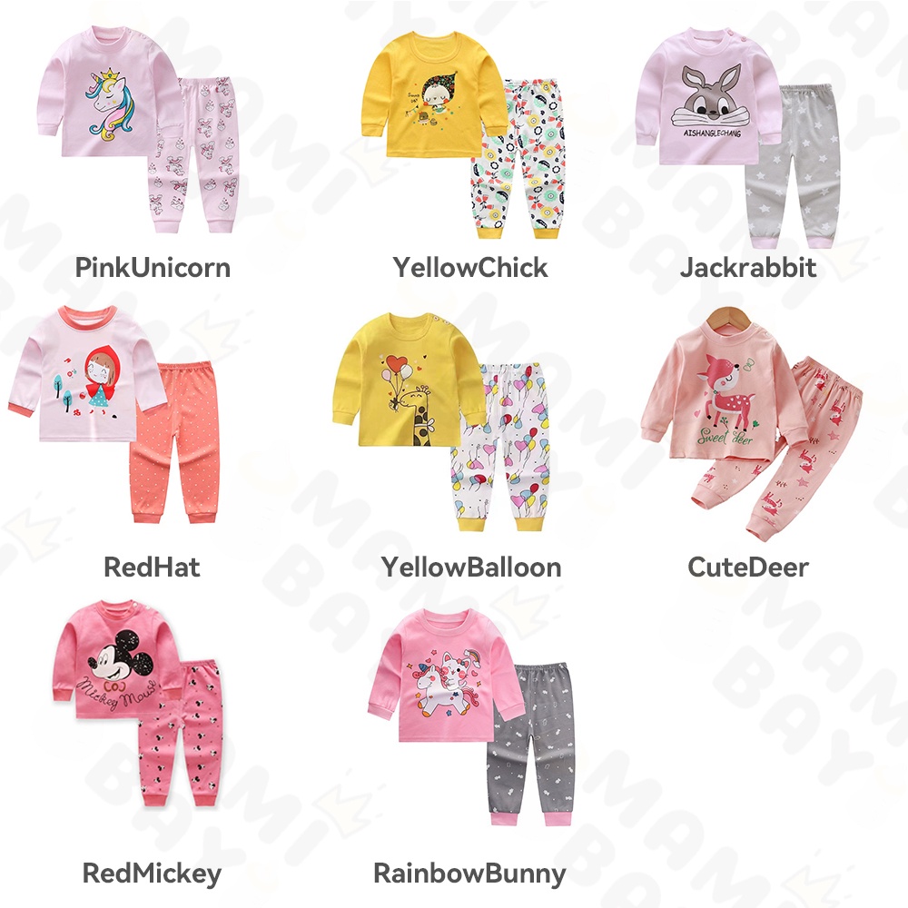 Mamibayi Setalan Baju Tidur Anak Motif Lucu Piyama Lengan Panjang Anak Bayi Import