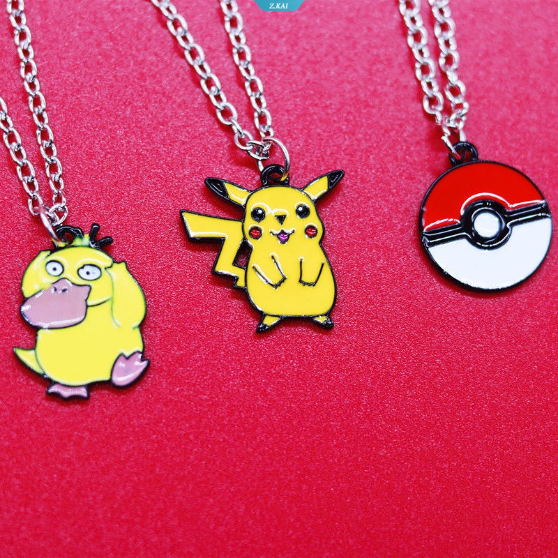 Pokemon Kawaii Kartun Lucu Pikachu Elf Bola Kalung Siswa Pasangan Pacar Childlike Sweater Rantai Liontin Perhiasan Hadiah [ZK]