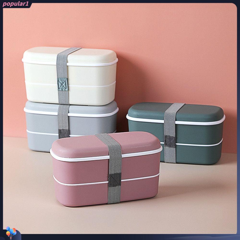 Populer Bento Box Aksesoris Dapur Double Layers Ramah Lingkungan Lunch Box