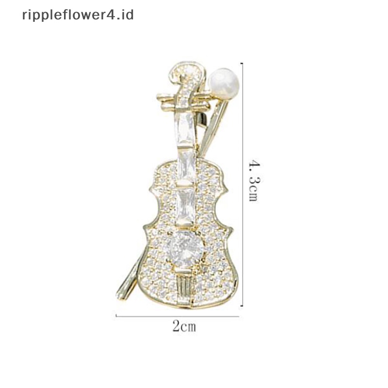 {rippleflower4.id} Fashion Wanita Bros Kristal Berlian Imitasi Biola Bros Pin Perhiasan Bros Alat Musik Pesta Perhiasan Hadiah~