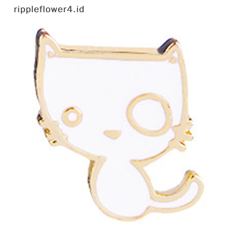 {rippleflower4.id} 2pcs/set Pin Bros Tulang Ikan Kucing Lucu DIY Denim Jaket Pin Lencana Perhiasan Hadiah~