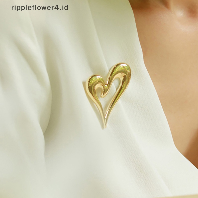 {rippleflower4.id} Bros Hati Logam Desain Sederhana Hati Cinta Wanita Unisex Bros Pin Hadiah~