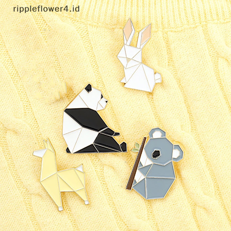 {rippleflower4.id} Pin Enamel Hewan Panda Koala Alpaka Kelinci Bros Tas Pakaian Kerah Pin Lencana~