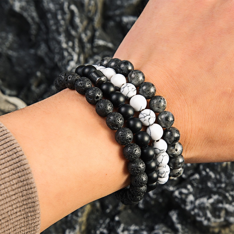 Gelang Manik-Manik Batu Tiger Eye/ Gelang Tali Kepang Adjustable/ Lava Rock Pria Wanita Yoga Healing Balance Bracelets