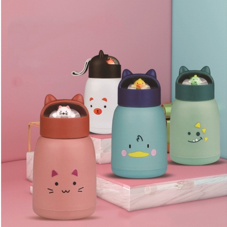 GOS -I404- Botol Kaca Karakter - Botol Minum Anak Karakter Lucu 360ml - Termos Karakter BPA FREE