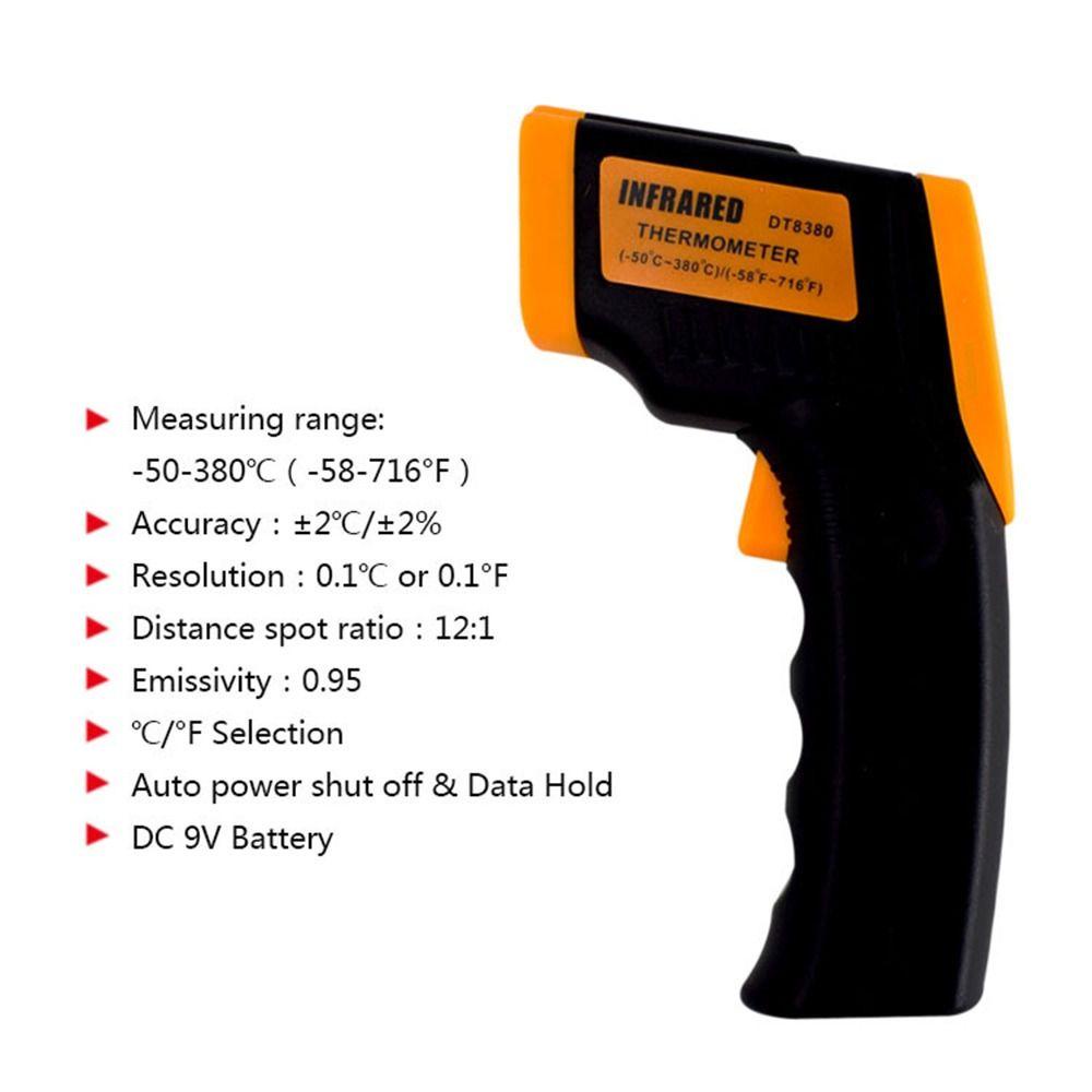 TOP Termometer Infrared Digital Industrial BBQ Food Handheld Bukan Untuk Manusia Non Kontak -50℃~380℃(-58℉~716℉)