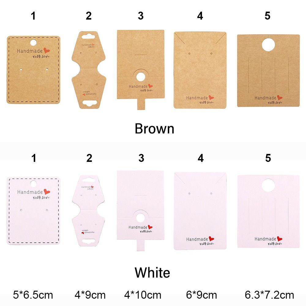 R-FLOWER 100pcs Kardus Display Perhiasan Hadiah DIY Paket Kraft Paper Tag Kalung Anting