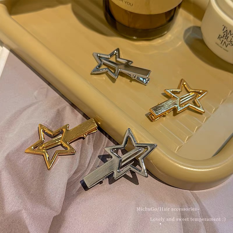 Super Populer Seri Bintang Logam Duckbill Sisi Klip Poni Jepit Rambut Influencer Aksesoris Rambut