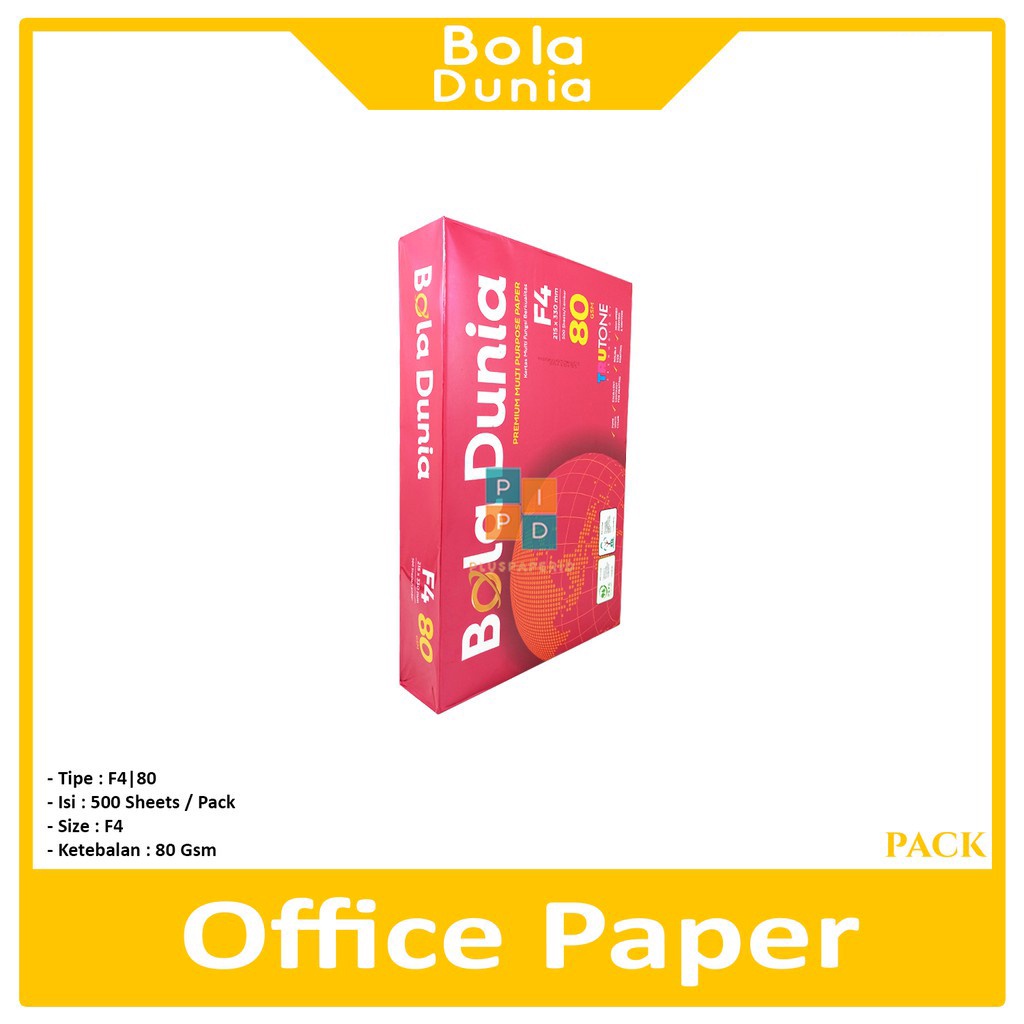 

BOLA DUNIA - Kertas F4 80 Gram Office Paper Print RIM