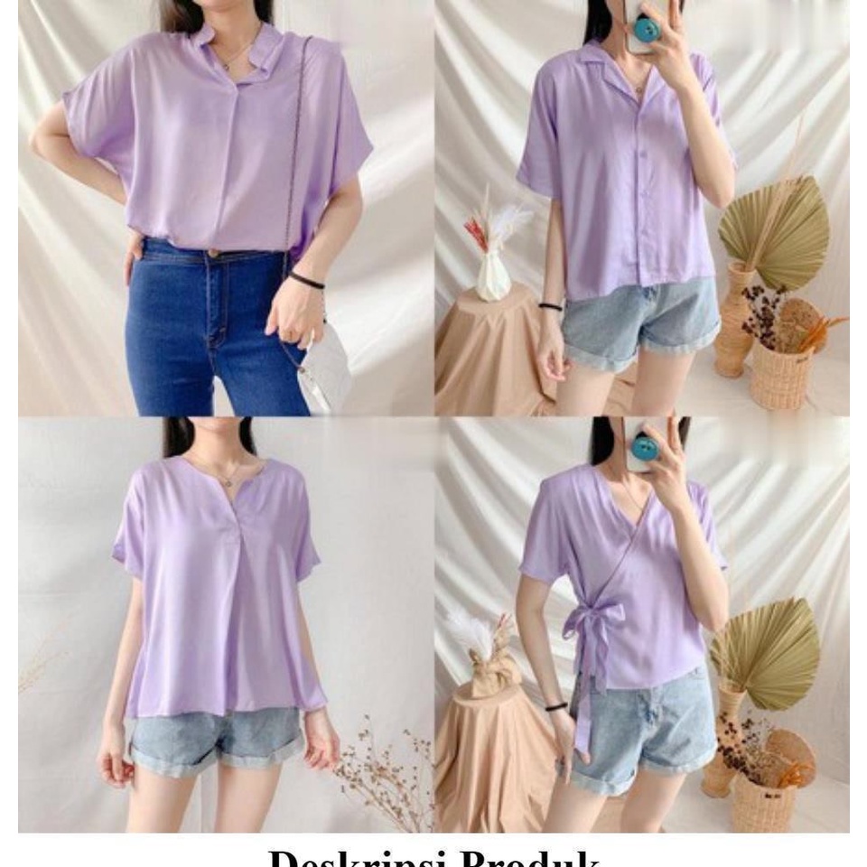 BAJU ATASAN WANITA//KEMEJA WANITA//Atasan Wanita Kemeja Fashion Termurah Terbaru Lilac Series Shirt 