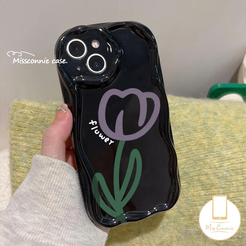 Casing Bunga Mewah Untuk Redmi Note11 10 11s 9 8 10S 12 10Pro Max POCO M3 Redmi A1 9 9T 9A 10A 10 10C A2 9C NFC 3D Wavy Curved Edge Glossy Retro Tulip Floral Soft Tpu Case