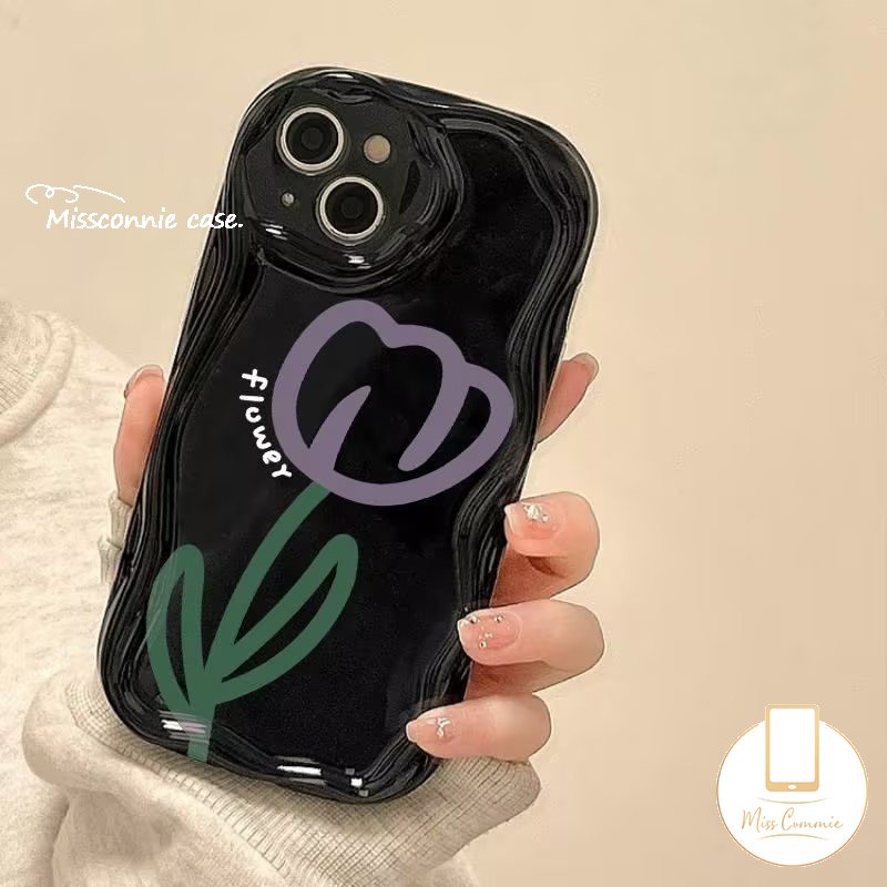 Casing Bunga Mewah Untuk Redmi Note11 10 11s 9 8 10S 12 10Pro Max POCO M3 Redmi A1 9 9T 9A 10A 10 10C A2 9C NFC 3D Wavy Curved Edge Glossy Retro Tulip Floral Soft Tpu Case