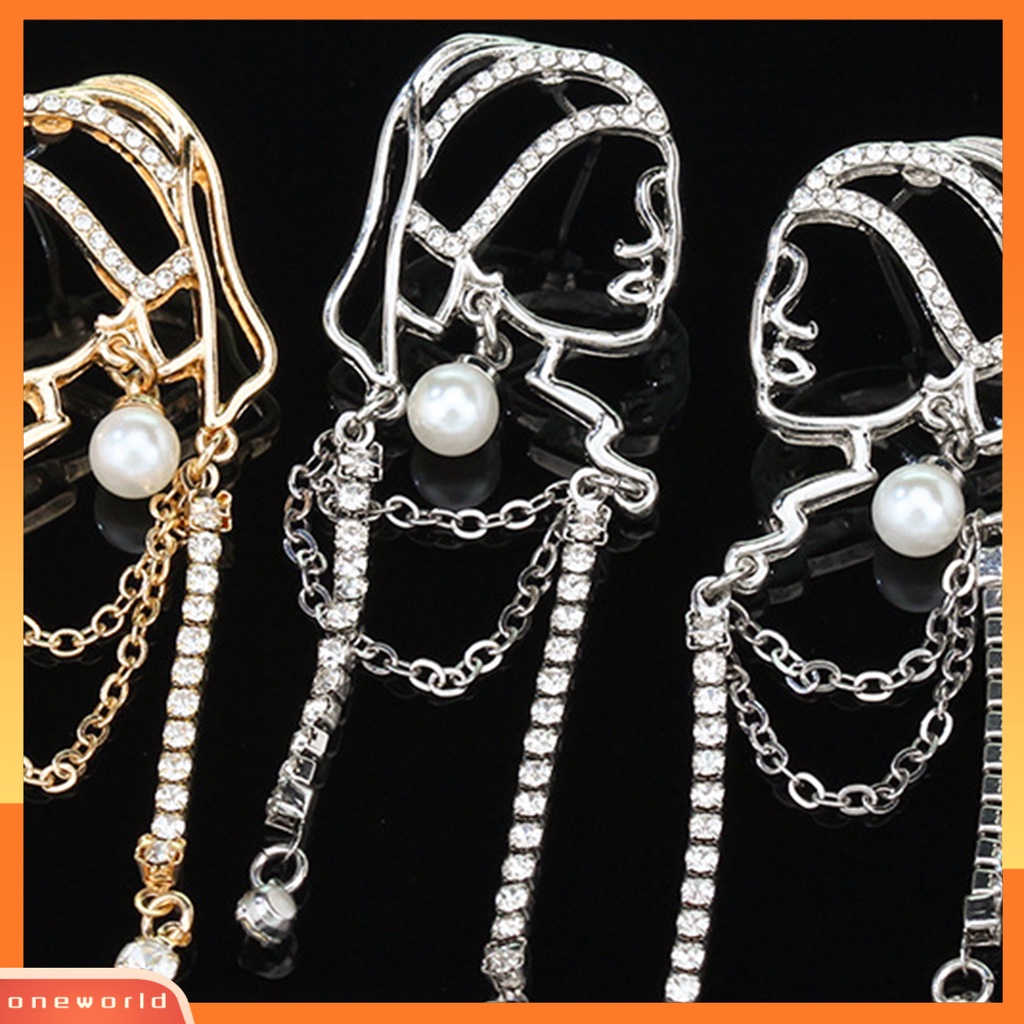 [WOD] 1pasang Anting Lady Mutiara Imitasi Abstrak Rumbai Gadis Potret Kepribadian Indah Drop Earrings Untuk Hadiah