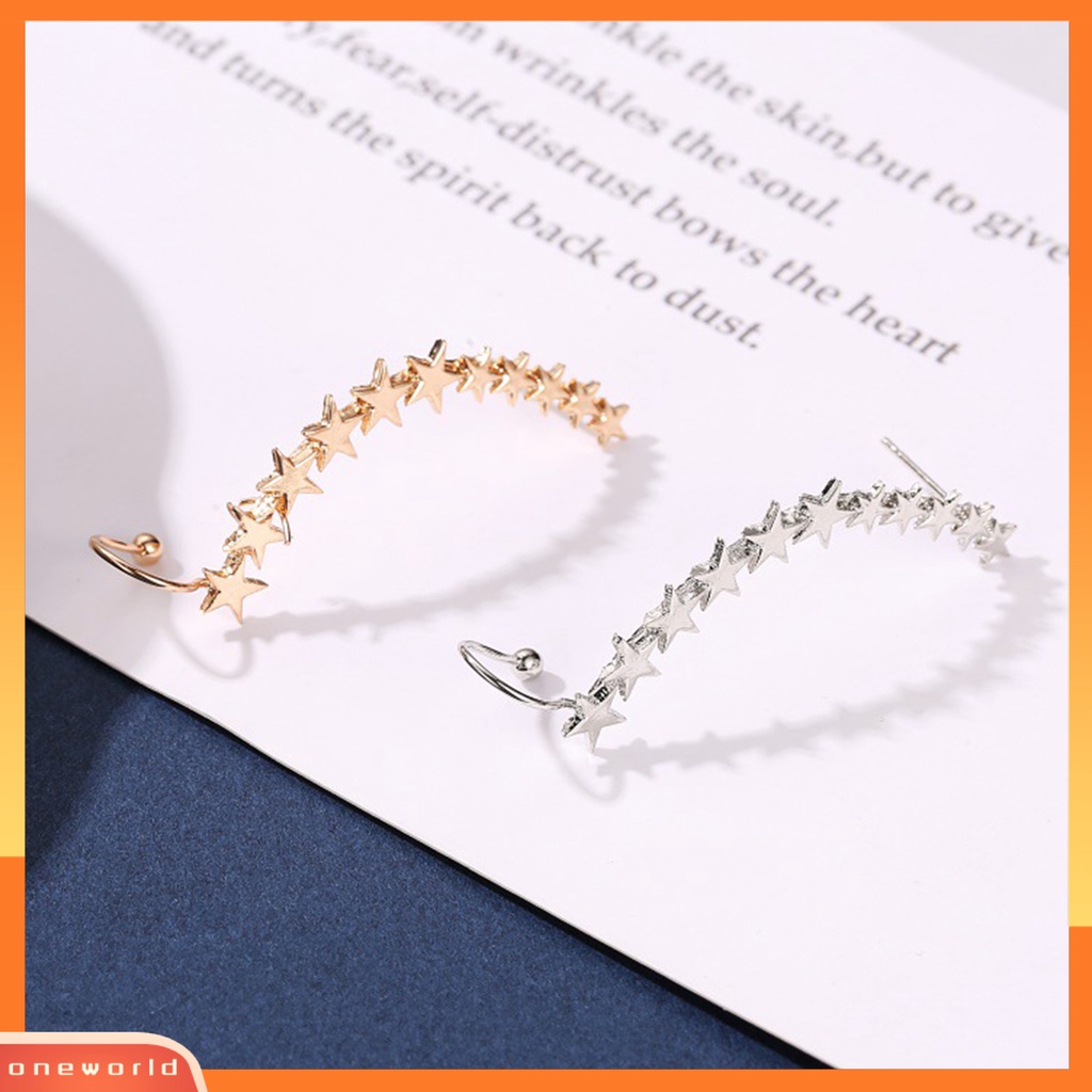 [WOD] 1pc Klip Anting Bentuk Bintang Warna Solid Ramah Untuk Kulit Anti-Cacat Indah Dekoratif Portabel Tahan Lama Ringan Wanita Stud Earrings Hadiah