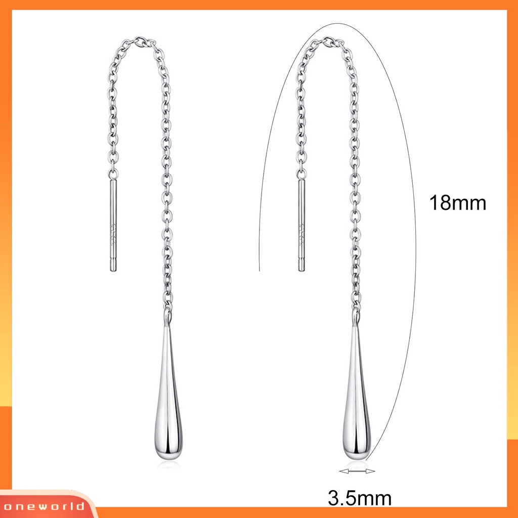 [WOD] 1pasang Anting Drop Panjang Rumbai Teardrop Liontin925Kalung Menjuntai Threader Rantai Perak Untuk Pesta