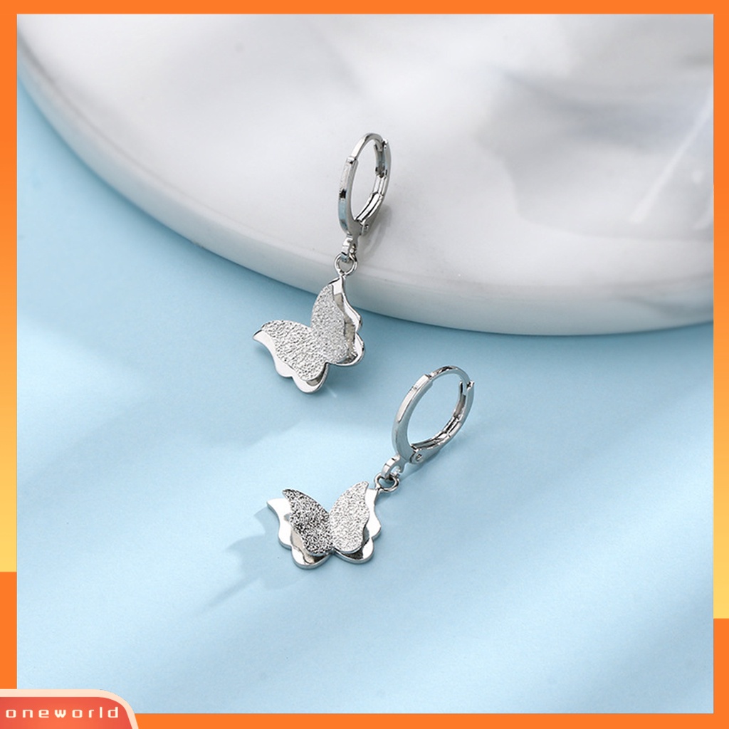 [WOD] 1pc Drop Earring Minimalis Hypoallergenic Elegan High Gloss Hadiah Fashion Perhiasan Matte Kupu Wanita Hoop Earring Untuk Pacaran