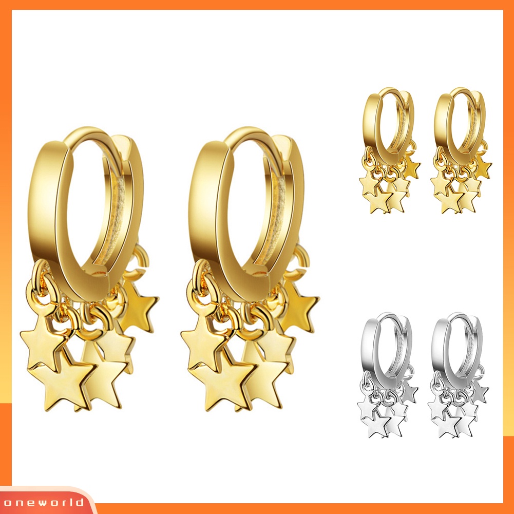 [WOD] Fashion Wanita Bintang Rumbai Menjuntai Drop Hoop Earrings Pesta Perhiasan Hadiah Ulang Tahun
