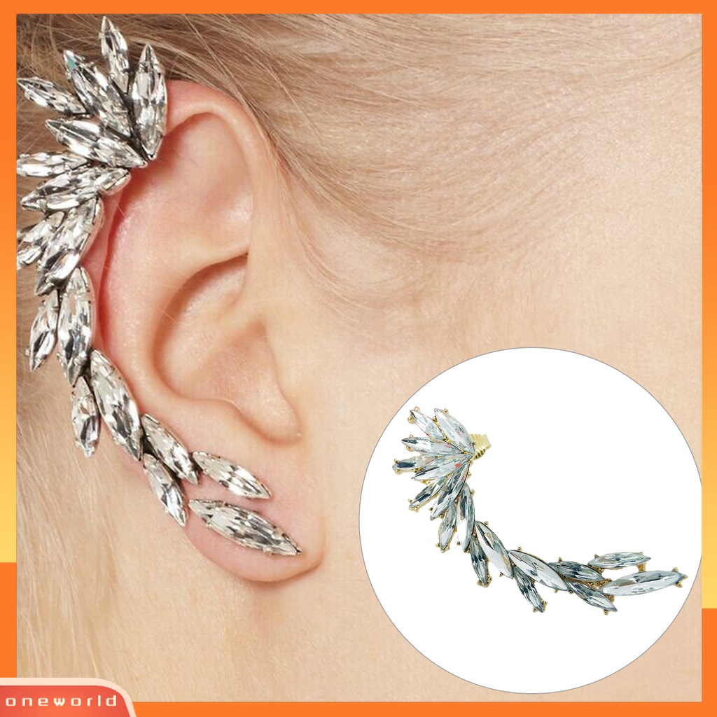 [WOD] 1pc Tindik Gadis Terintegrasi Klip Telinga Fashion Elegan Berlian Imitasi Stud Anting Perhiasan Accesories