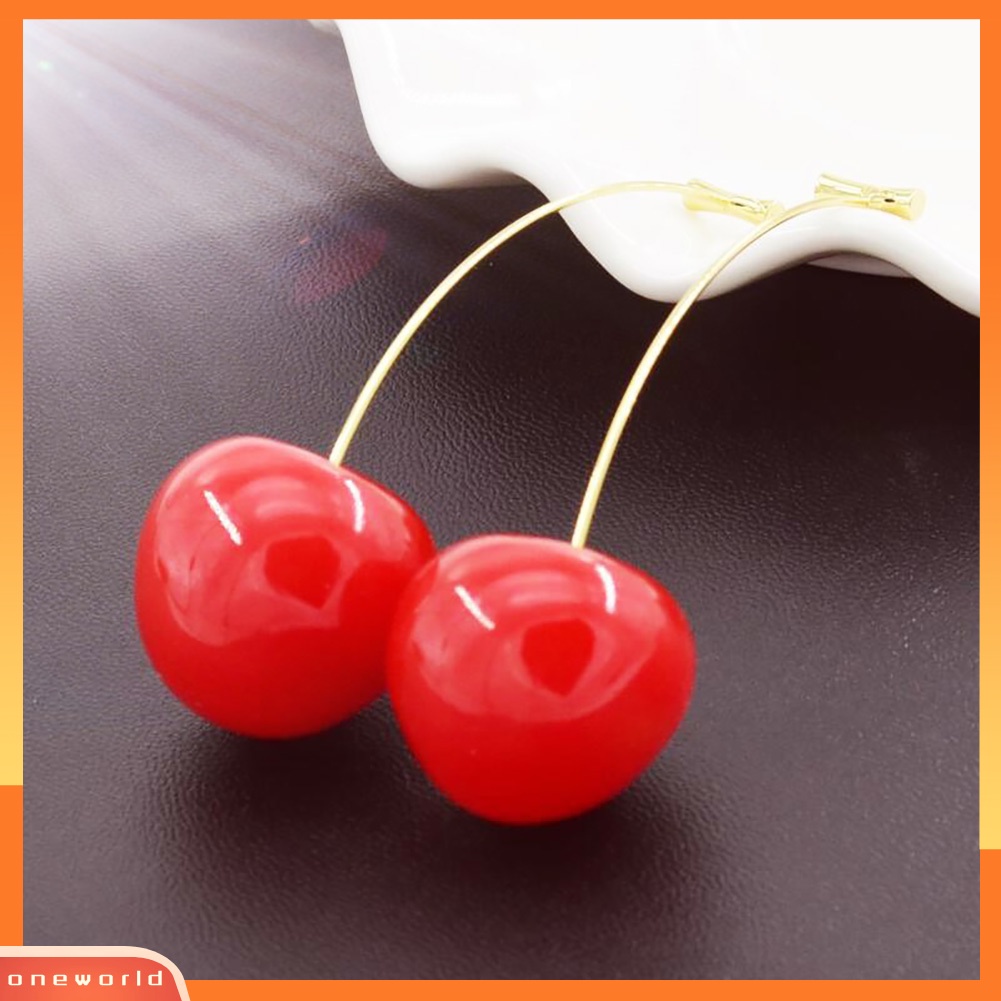 [WOD] Lucu Wanita Resin Cherry Merah Liontin Buah Menjuntai Anting Pesta Pernikahan Perhiasan