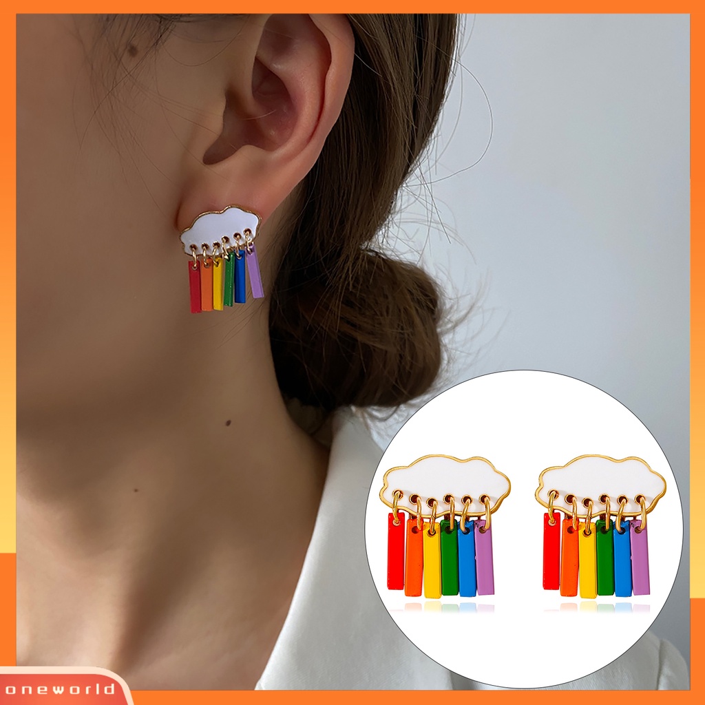 [WOD] Wanita Fashion Elegan Paduan Awan Hujan Drop Ear Stud Pesta Perhiasan Aksesori