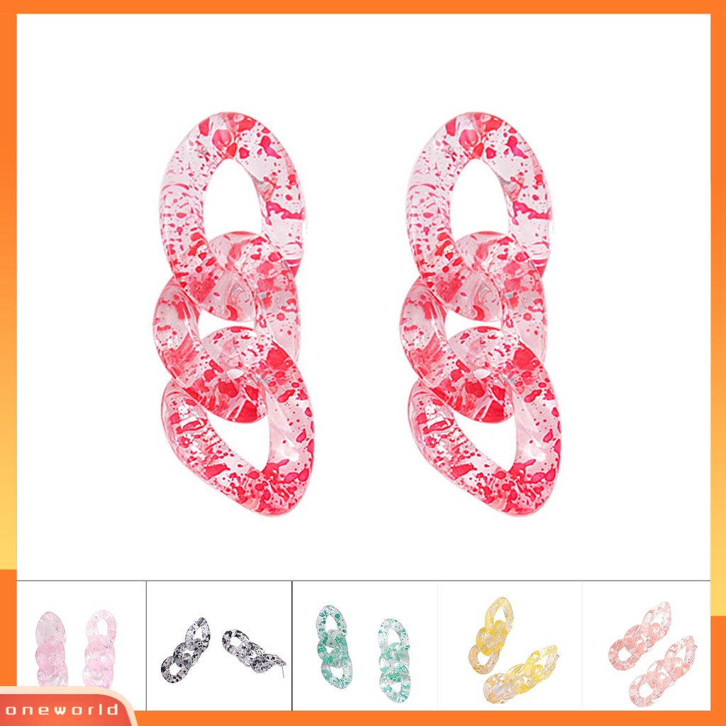 [WOD] 1pasang Anting Wanita Rantai Kuba Perhiasan Transparan Geometris Bohemian Drop Earrings Untuk Pesta