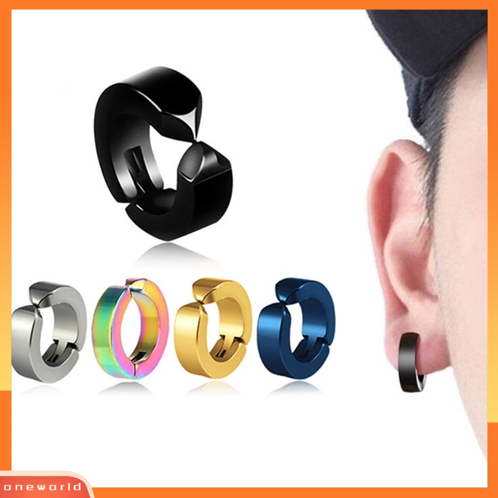 [WOD] 2pcs Anting Huggie Anti Alergi Anti-Oksidasi Stainless Steel Non-Piercing Earrings Ear Clip Untuk Pesta