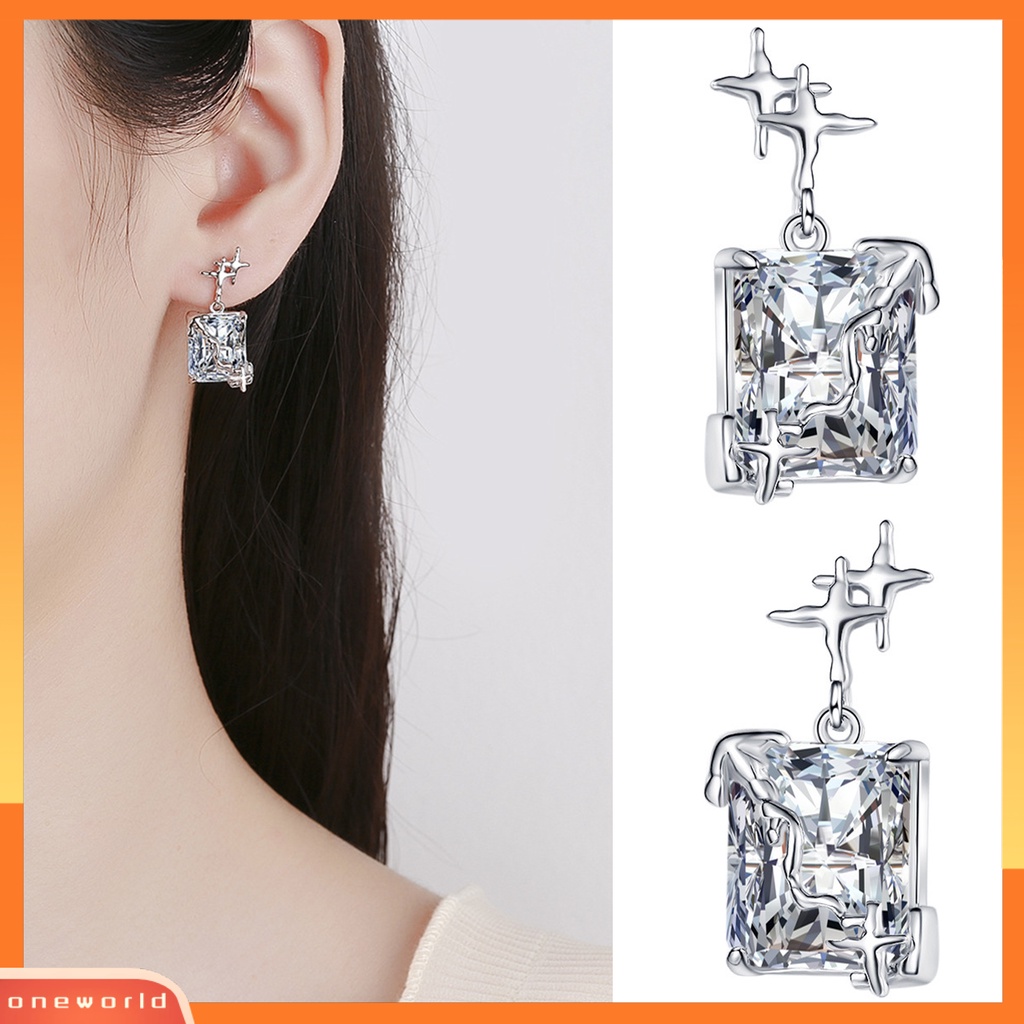 [WOD] 1pasang Drop Earrings Berlian Imitasi Chic Mencegah Alergi Perhiasan Pengantin Wanita Anting Perlengkapan Pernikahan