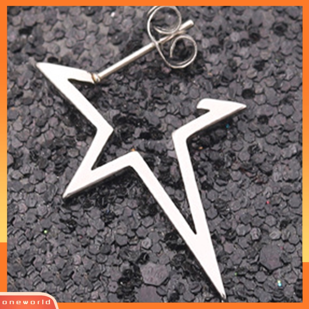 [WOD] 1pasang Ear Dangle Gaya Hip-hop Paduan Padat Berlekuk Pentagram Ear Dangle Untuk Wanita