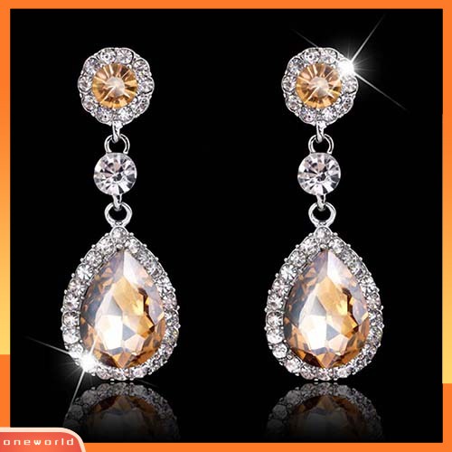 [WOD] Wanita Fashion Berlian Imitasi Teardrop Menjuntai Drop Earrings Perhiasan Pengantin Pernikahan