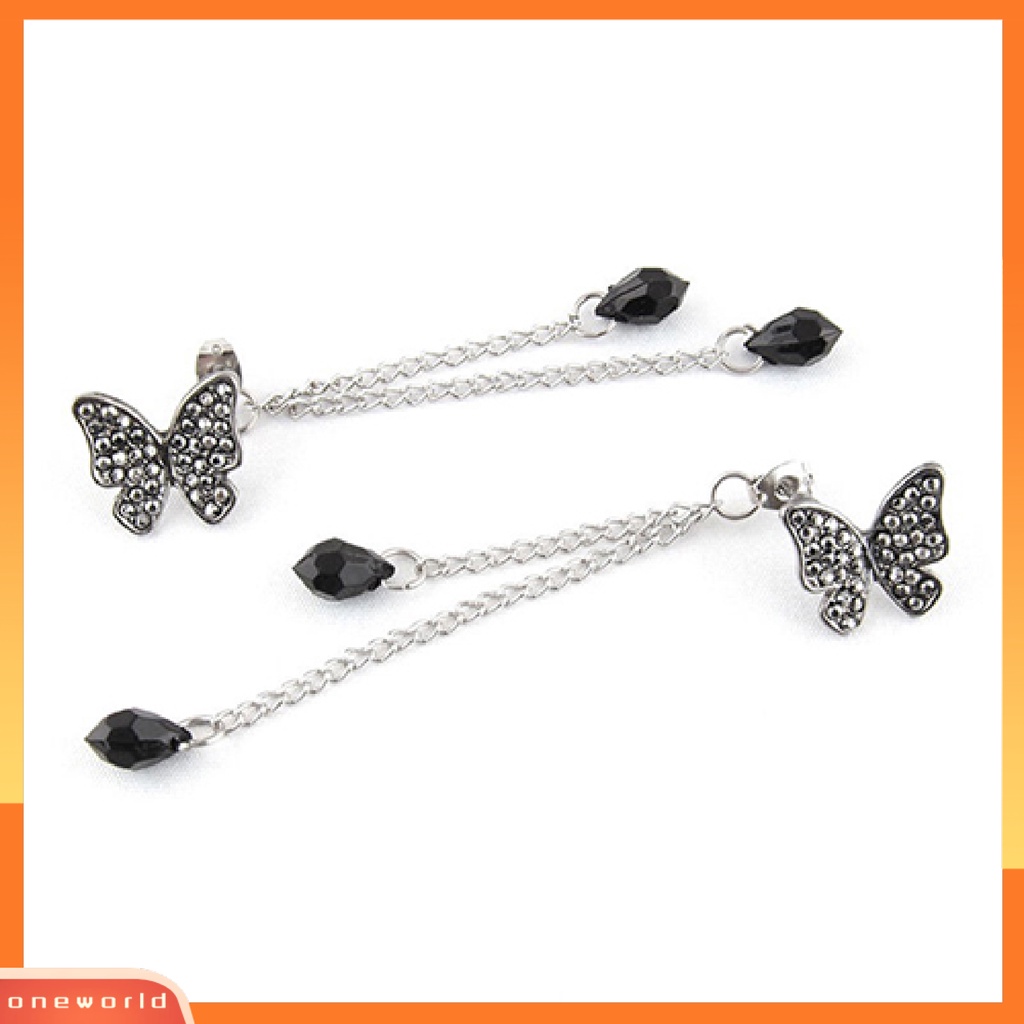 [WOD] Perhiasan Anting Drop EarringS Vintage Alloy Butterfly Rumbai Panjang Untuk Wanita