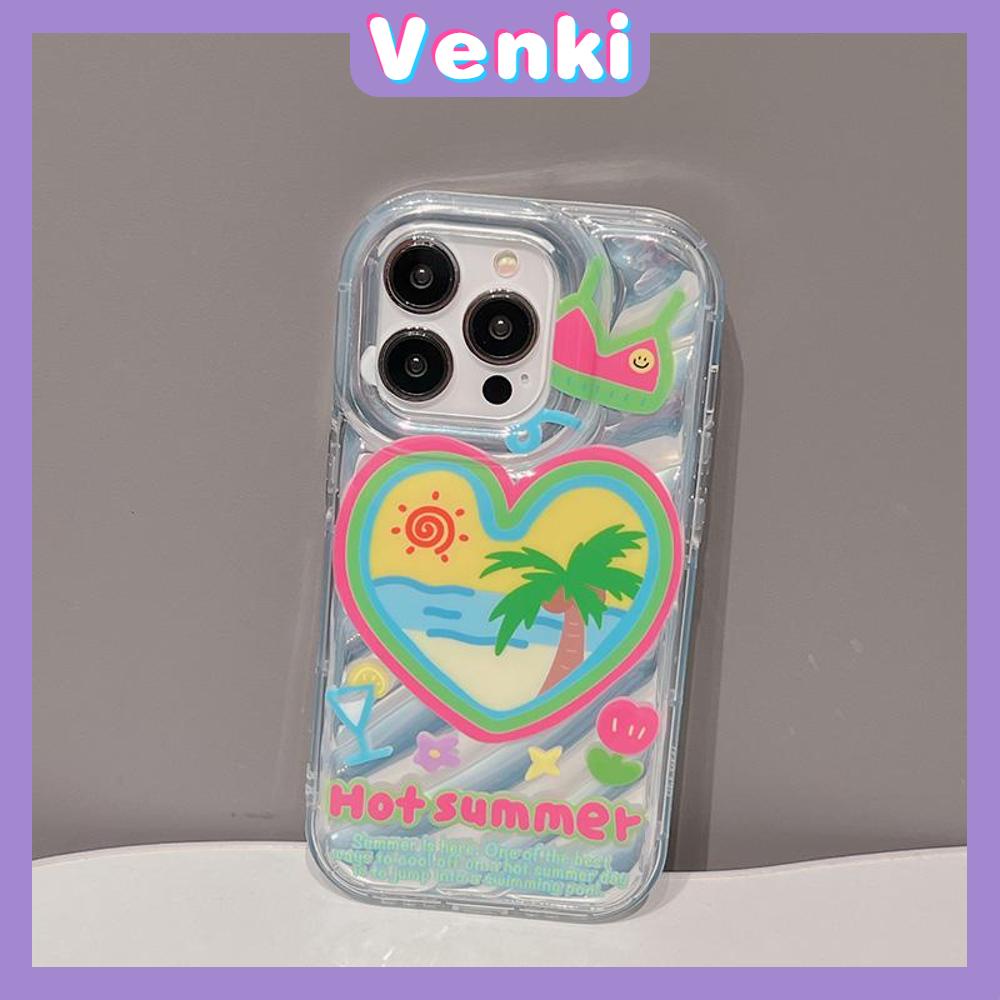 VENKI - iPhone Case untuk iPhone 11 Laser Reflektif Bening Ponsel Case TPU Lembut Shockproof Airbag Case Romantis Pohon Kelapa Kompatibel dengan iPhone 14 13 Pro Max 12 Pro Max XR XR 7 8