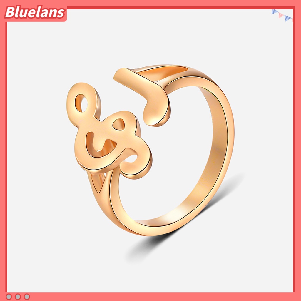 [BLS] 2pcs Cincin Terbuka Electroplating Diproses Desain Pembukaan Berlubang Tahan Tarnish Briliant Finishing Jari Perhiasan Alloy Musik Note Adjustable Cincin Pakaian Pesta