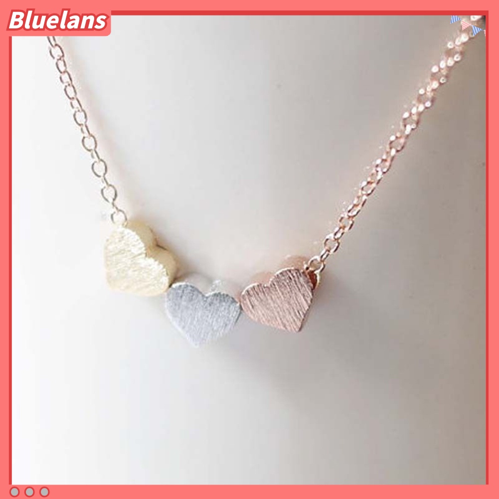 [BLS] Elegan Tiga Cinta Hati Pesona Liontin Kalung Wanita Cocktail Casual Jewelry