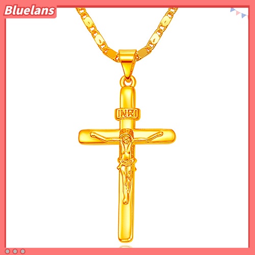 [BLS] Kalung Choker Rantai Liontin Salib Fashion Pria Wanita Lapis Emas 24K