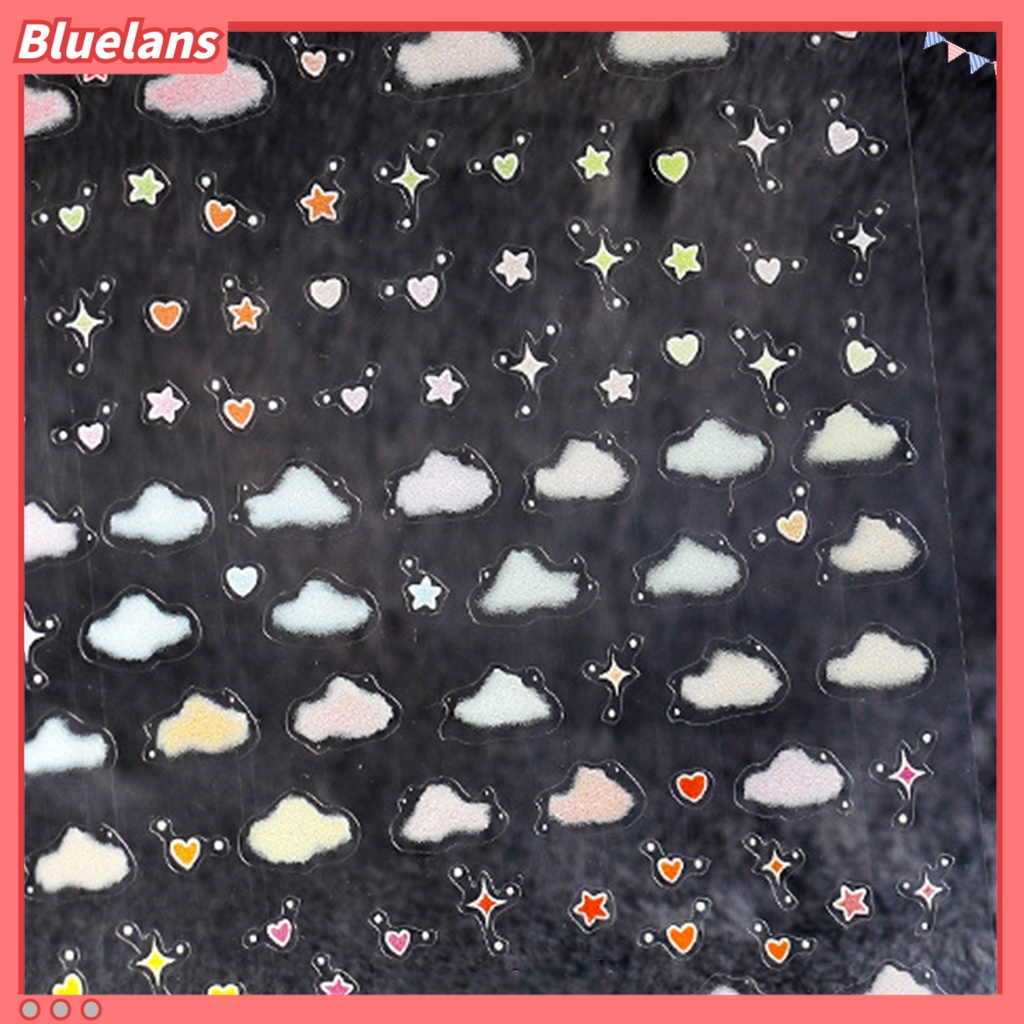 [BLM] Stiker Kuku Motif Awan Ultra Tipis Warna-Warni Ukiran Nail Art Stiker Awan Belakang Lem Decals Untuk Manicure