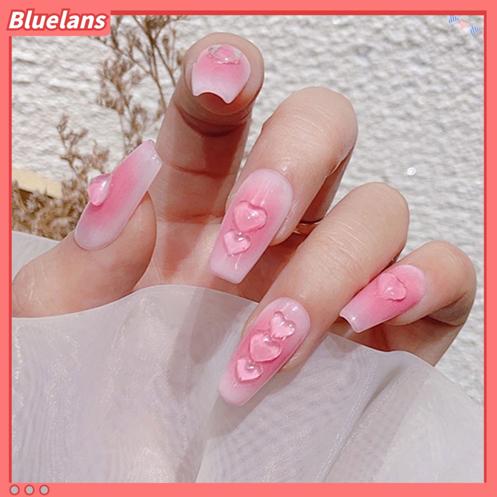 [BLM] 100pcs /Bag Aksesoris Kuku Fleksibel Pengerjaan Halus Resin 3D Bentuk Hati DIY Nail Art Charm Untuk Rumah