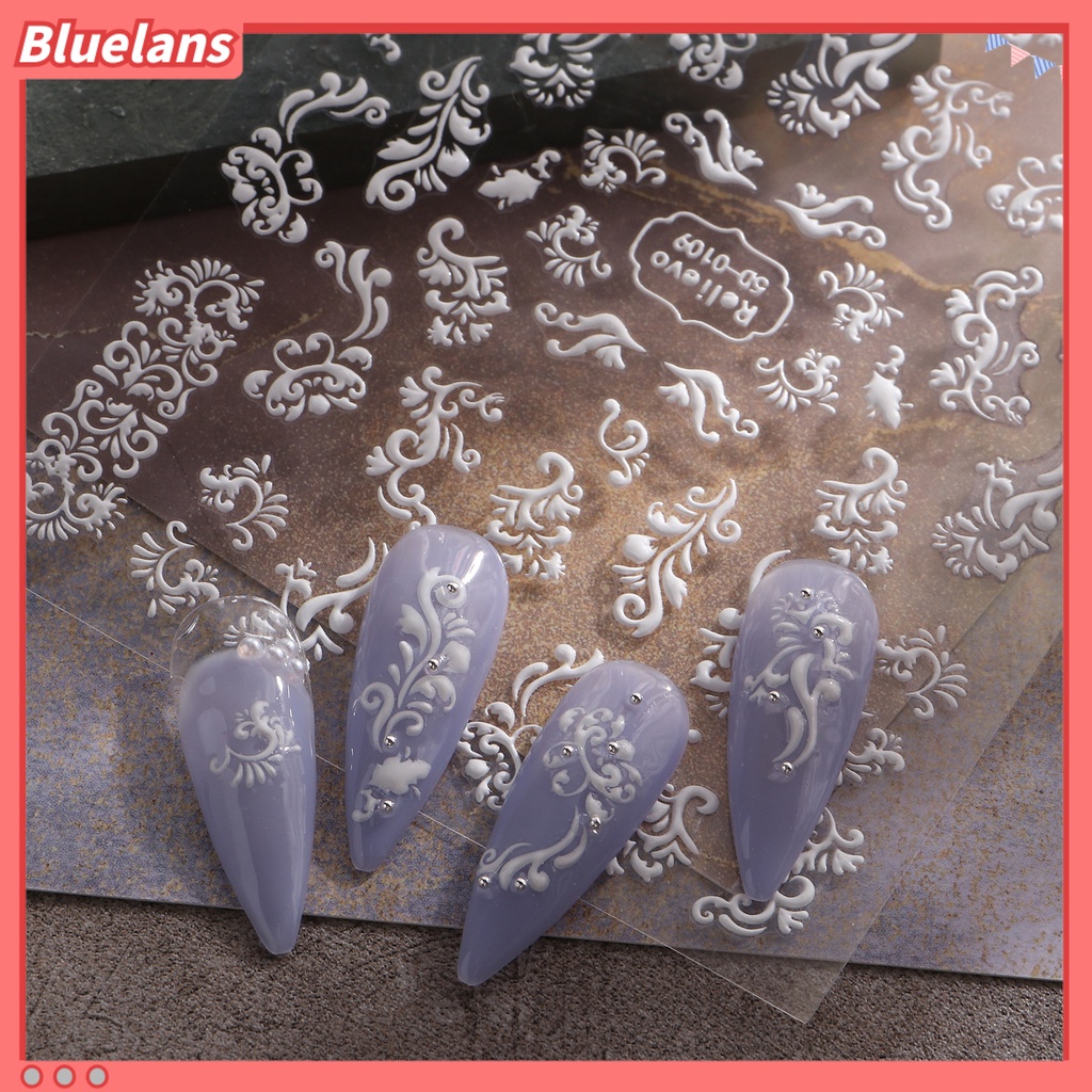 [BLM] Stiker Nail Art Perekat Diri 5D Relief Efek 3D Tidak Luntur DIY Gaya Jepang Motif Bunga Manicure Decals Salon Kuku Pasokan