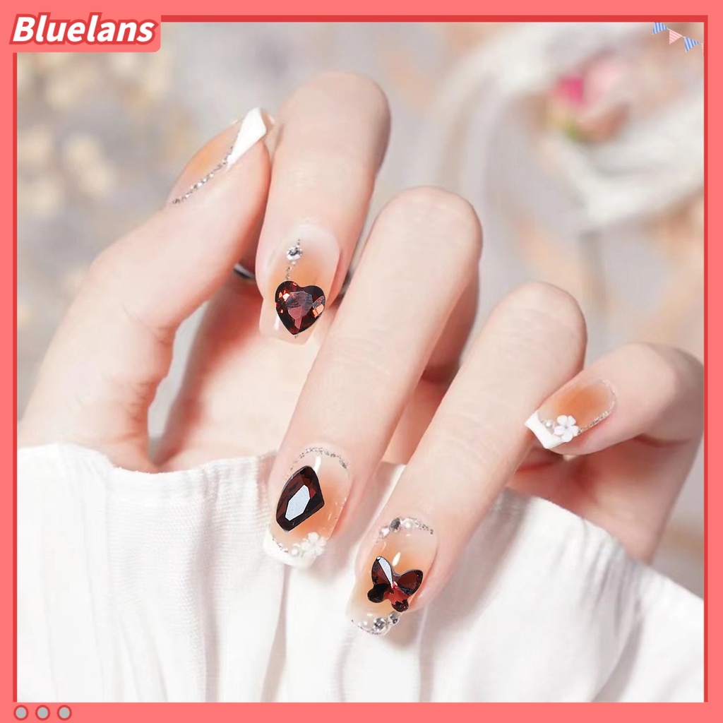 [BLM] 20pcs /Box Kuku Berlian Imitasi Multi Bentuk Berkilau Bersinar Tahan Lama 3D Dekorasi Kuku Resin Tetesan Air Jantung Nail Art Rhinestones Kit Perlengkapan Kerajinan
