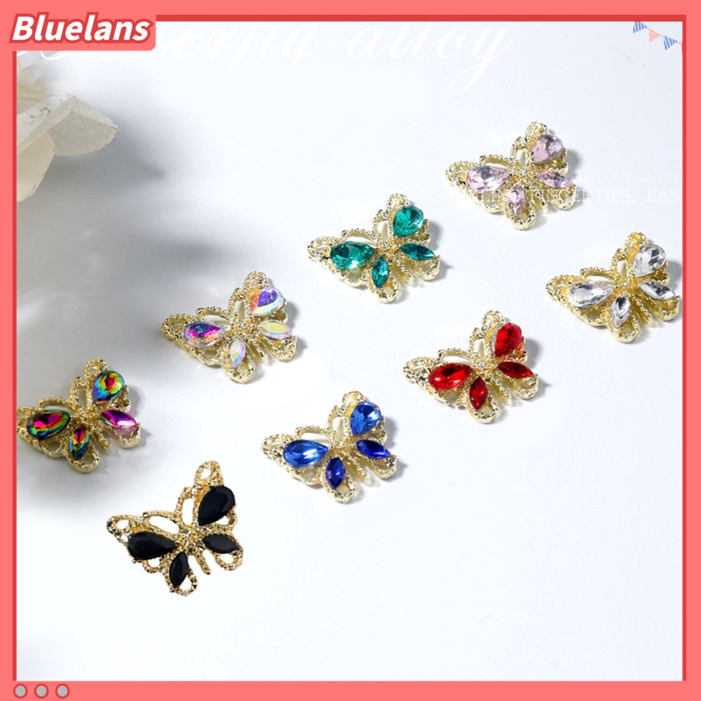 [BLM] 10pcs Kuku Berlian Imitasi Tiga Dimensi Bersinar Mewah Bentuk Kupu-Kupu Mudah Diterapkan DIY Nail Art Nail-Beauty Faux Crystal Nail Jewelry Charms Perlengkapan Salon Kuku