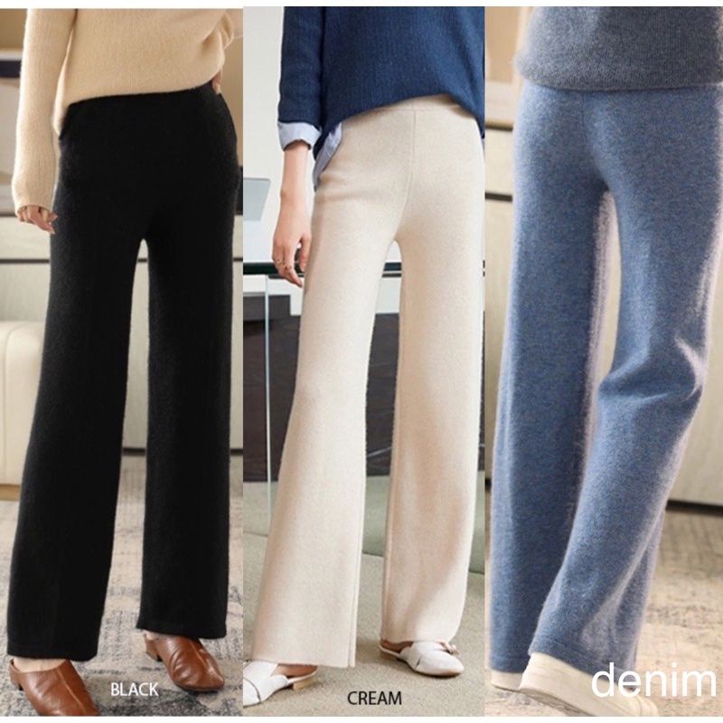(C93) Celana kulot knit panjang wanita