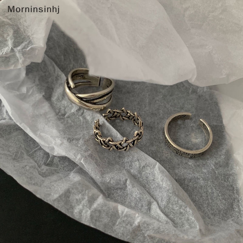 Mornin 3PCS Gaya Punk Alloy Lebar Hip-hop Untuk Pria Wanita Jari Cincin Vintage Angka Romawi Rings Opening Adjustable Ring Jewelry id