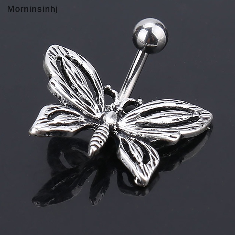 Mornin Warna Silver Butterfly Belly Navel Ring Stud Belly Button Rings Alloy Kristal Bar Untuk Wanita Sexy Pusar Tubuh Perhiasan id