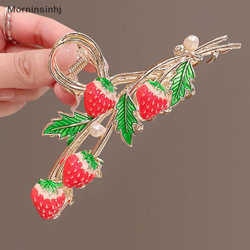 Mornin Fashion Strawberry Hair Claw Untuk Wanita Perempuan Jepitan Rambut Kepiting Metal Ponytail id