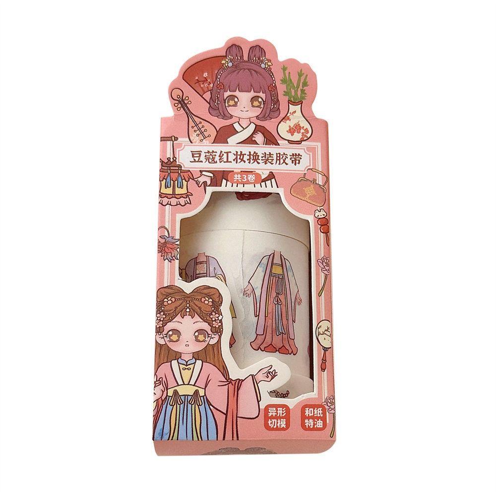 Mxbeauty Beauty Dress Up Tape Stiker Kartun 3roll Aesthetic Mainan Anak Akun Tangan Jurnal DIY Stiker Hias