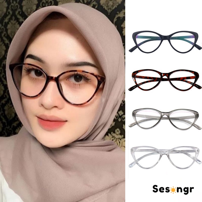 kacamata Leopard Cat Eye Wanita Kacamata Anti Radiasi Retro Wanita Fashion Cat Eye Eyeglasses Versatile Optical Glasses UV400 Murah Cwek Gaya Glasses