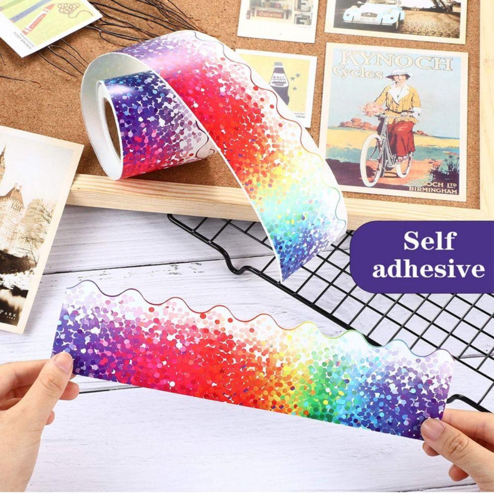 Populer Borders Stiker Perekat Diri Kelas Colorful Dot Border Trim