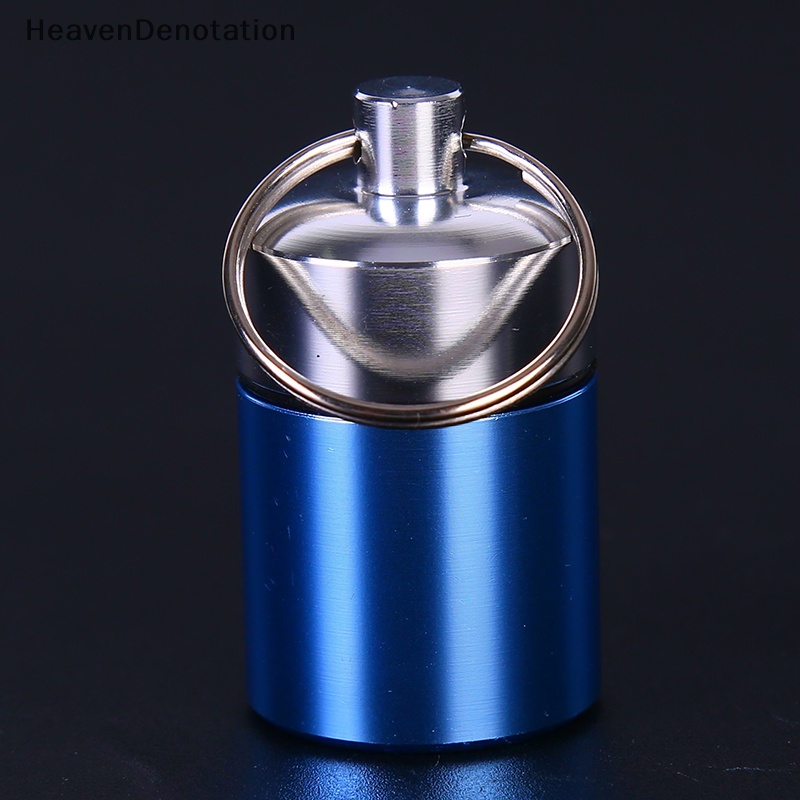 [HeavenDenotation] Casing Aluminium Mini Portable Bawa Botol Penyumbat Telinga Kotak Wadah Gantungan Kunci HDV