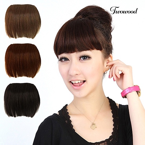 Twowood Wanita Gadis Kecantikan Klip Di Rambut Depan Rapi Bang Lurus Fringe Hair Extension