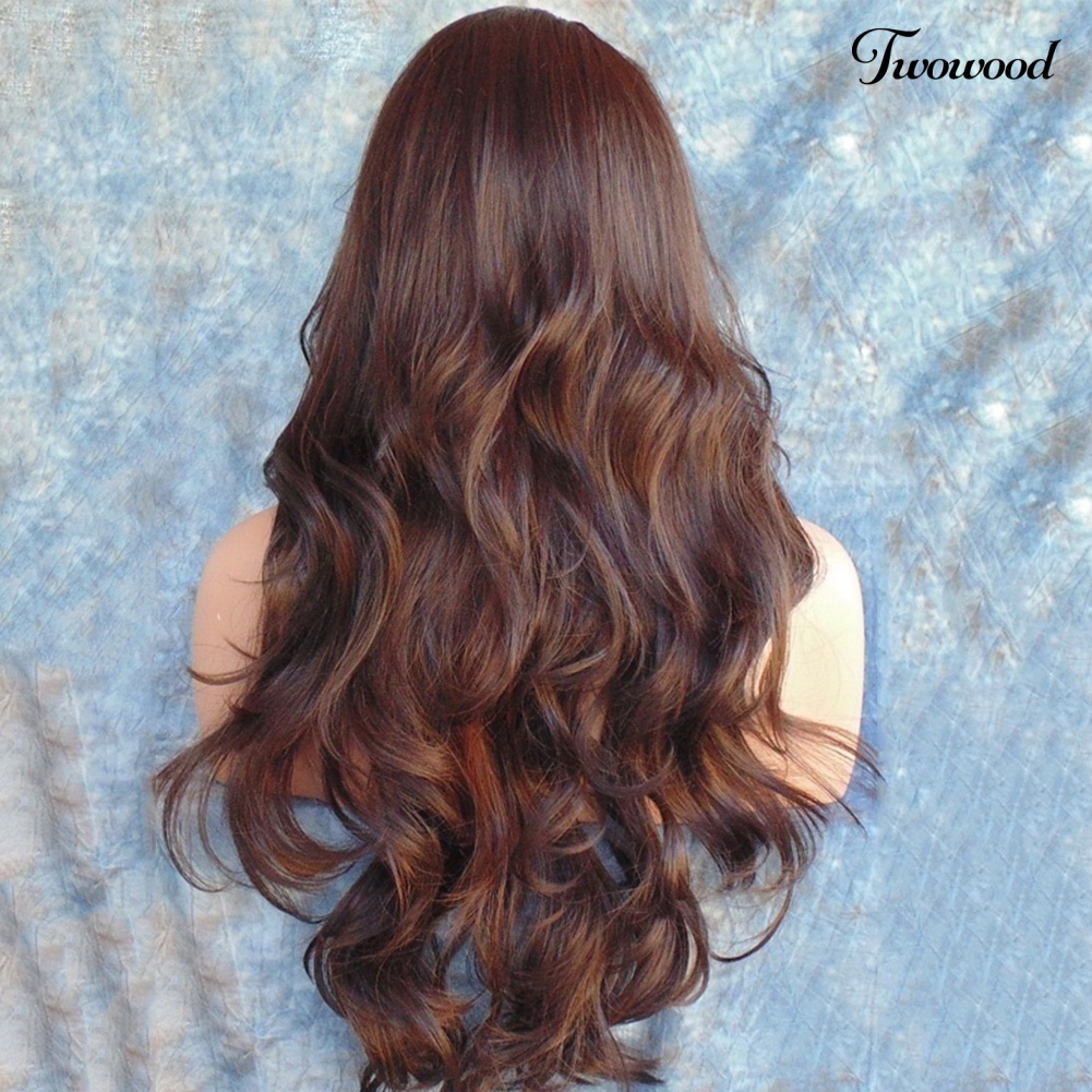 Twowood Wanita Fashion Panjang Bergelombang Keriting Rambut Cospaly Kostum Penuh Wig Rambut Ekstensi