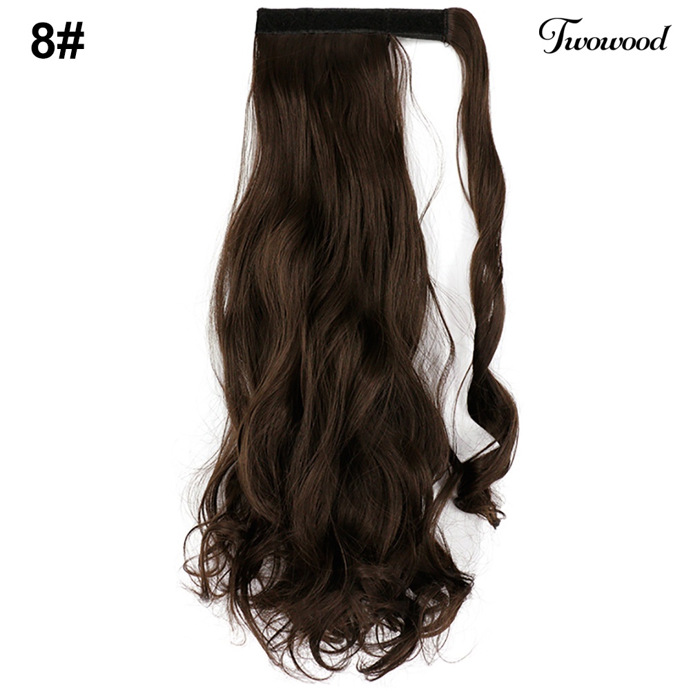 Twowood 18inci Serat Sintetis Klip in Wavy Curly Ponytail Wig Hair Extension Sopak